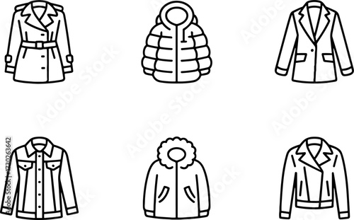 Stylish Collection of Fashion Outerwear Jackets and Coats Illustrations