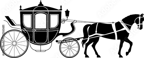Elegant Horse Drawn Carriage Silhouette Perfect for Vintage Designs