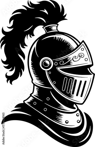 Detailed Knight Helmet Illustration for Tattoo and Graphic Design