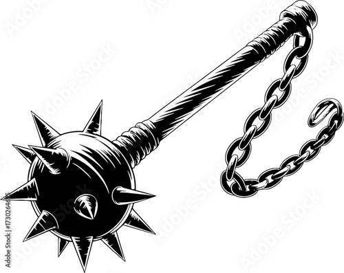 Spiked Flail Weapon Design for Tattoo Art and Illustrative Projects