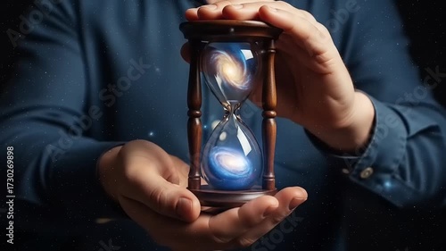 Hourglass Nebula - A Cosmic Timekeeper in Human Hands.