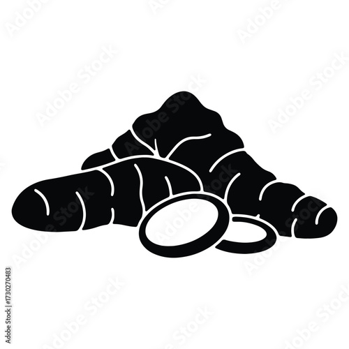 Black and white ginger root illustration minimal and modern style