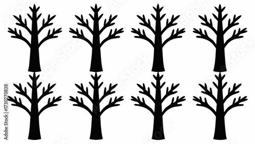 Elegant silhouette trees perfect for autumn designs, creating a captivating forest atmosphere with a touch of minimalist nature art for your next project