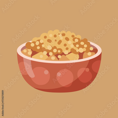 Cereal in a bowl, stylized illustration