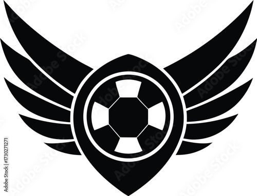 Dynamic football logo design with majestic wings