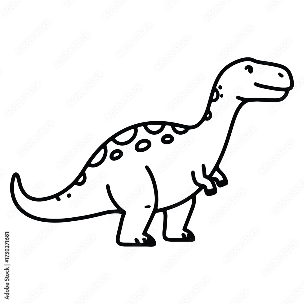 Naklejka premium Cartoon dinosaur illustration line art on white background vector image