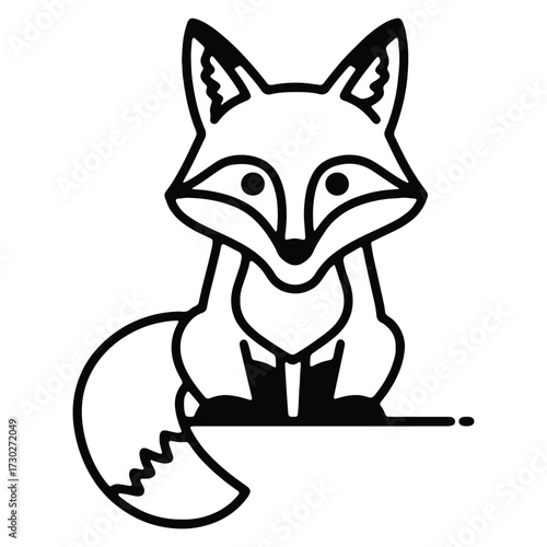 Cute and simple fox illustration in a minimalist design style
