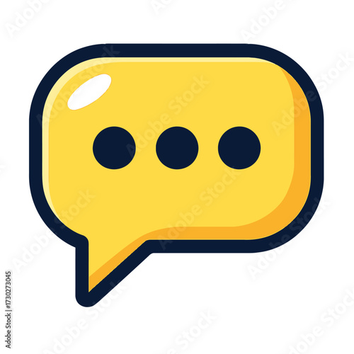 Modern yellow speech bubble icon with three ellipsis dots, conveying active typing or an ongoing message. Ideal for UI/UX design, apps, and web platforms, this graphic communicates real-time interacti