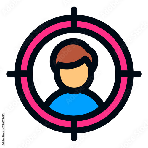 Audience Targeting & Precision Marketing Icon: Illustrating Focused Customer Acquisition, User Profiling, Strategic Lead Generation, and Data-Driven Growth. Perfect for Digital Advertising Campaigns,