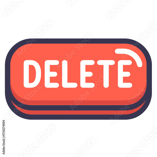Striking red 'DELETE' button with sleek 3D design, ideal for modern UI/UX, user interface elements, web applications, mobile apps, graphic design projects, action prompts, and data removal controls. A