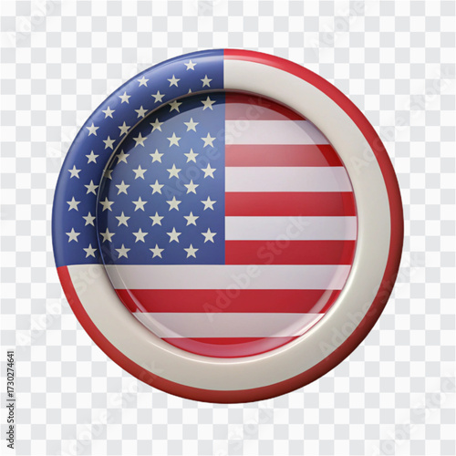 3D American Flag Plate Icon | USA Cuisine, Patriotic Dining, National Symbol