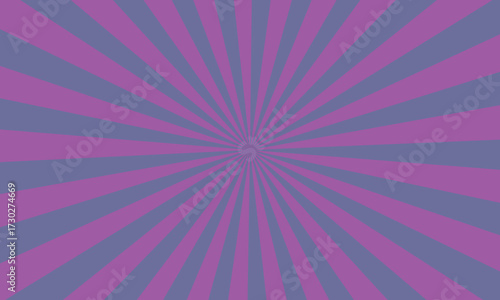 A retro-style sunburst background with radiating stripes in shades of purple and muted blue.