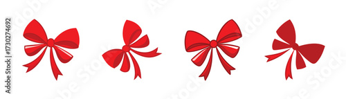  Vibrant red ribbon bow for gifts and celebrations vector design.