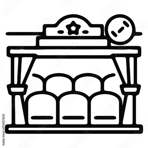 Opera House Seats Illustration in Black and White Outline Style