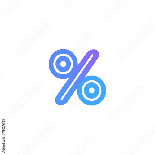 blue percent symbol isolated