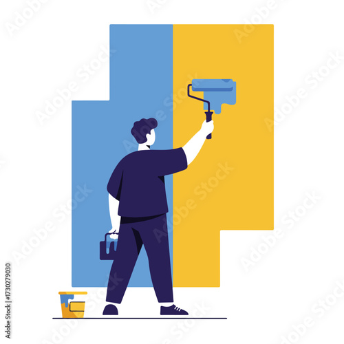 Painting wall with roller