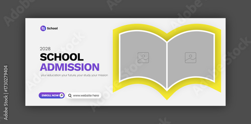 School admission facebook cover web banner design template
