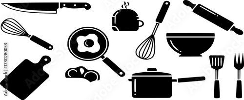 Kitchen line icon set. Cooking, Kitchen Tools icons vector illustration