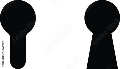 Keyhole icon set collection group in black color, flat and line style, security symbol, privacy element, lock hole silhouette, door access illustration bundle vector design