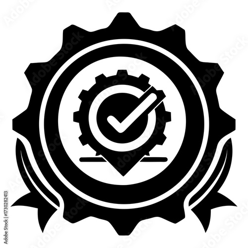 Quality control icon vector black design silhouette on white background