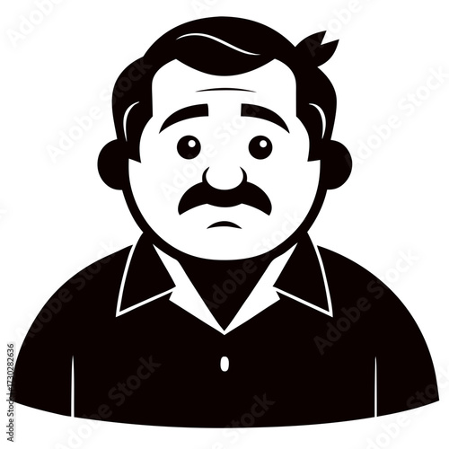 Middle aged worker expressions black silhouette vector design on white background
