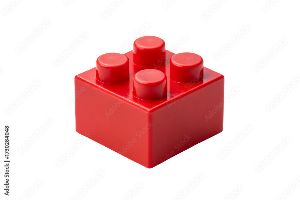 Obraz premium Red Plastic Building Block isolated on white background.