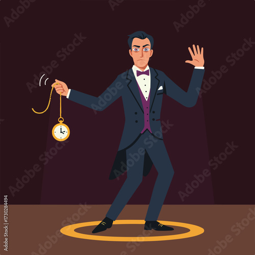 Hypnotist swinging gold pocket watch