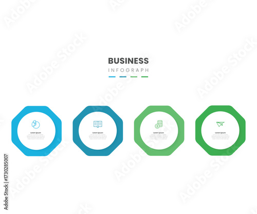 Four part infographic with diamond shape boxes, clean flat design, and colorful sections. Ideal for business strategy, workflow, process, and corporate presentation templates