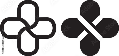 Abstract interlocking shapes in black and white