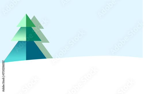 Pine tree with blue sky in background, Christmas Tree wit snow in Silent Night, Illustration vector graphic for winter with Christmas and New Year