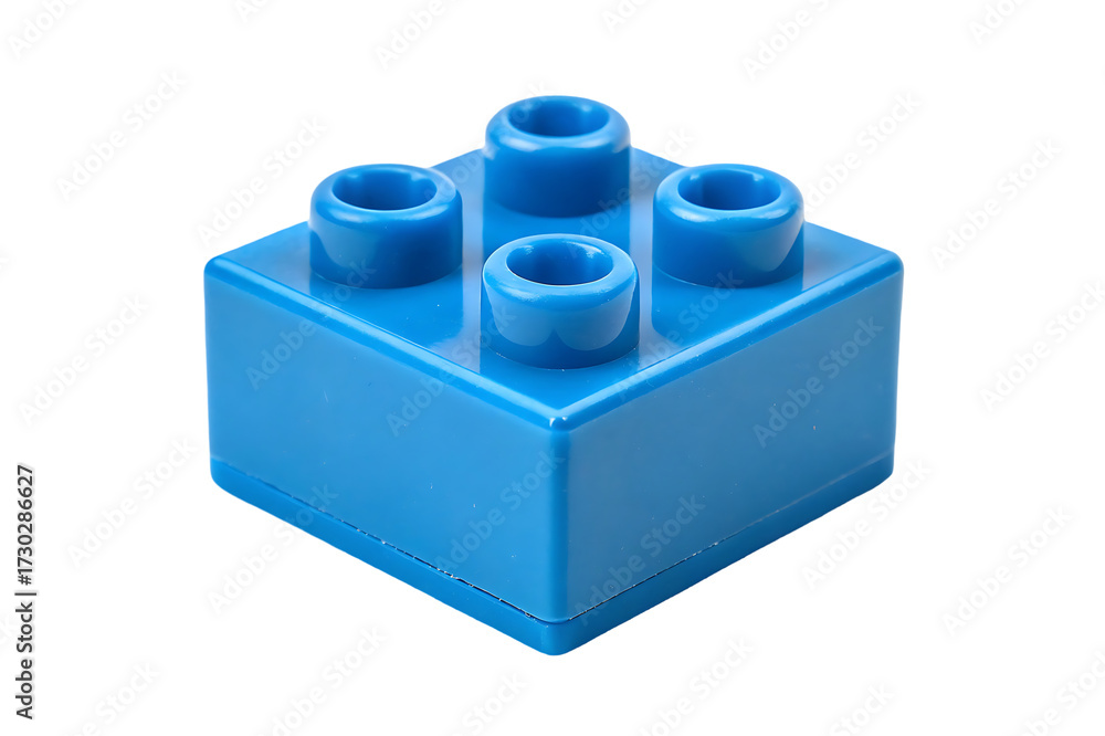 Naklejka premium Blue Plastic Building Block isolated on white background.