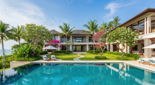 Wallpaper Mural Exquisite beachfront villa with infinity pool and lush tropical landscape providing ultimate Torontodigital.ca