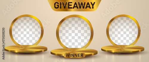 Giveaway winner announcement social media post template. Giveaway winner announcement with three winners. Vector illustration