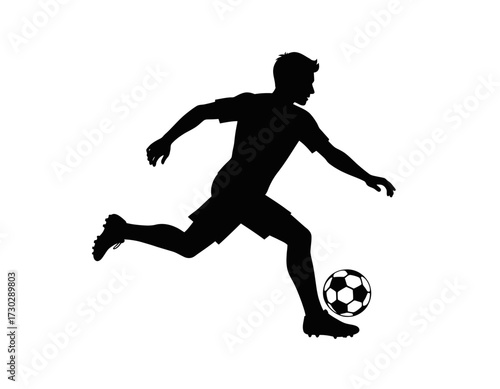 Black Vector Silhouette of Person Playing Soccer Icon