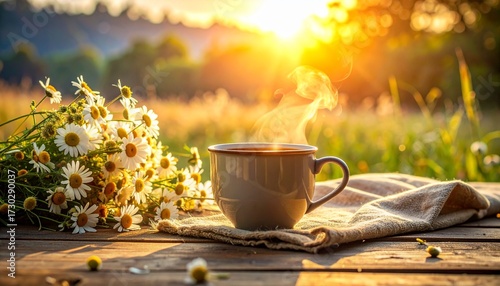 해질녘 캐모마일 차 한 잔의 여유 A Cup of Chamomile Tea at Sunset