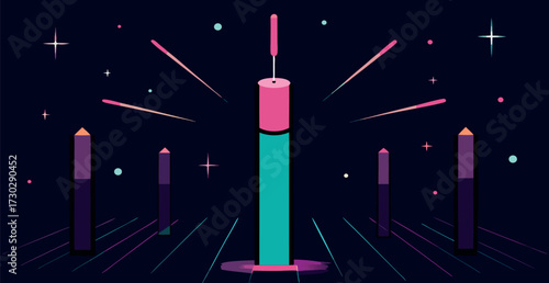 Glowing mascara tubes abstract background design