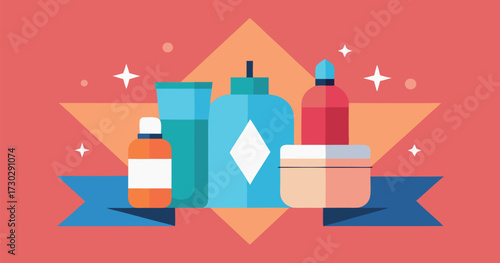 Modern minimal skincare bottle banner design