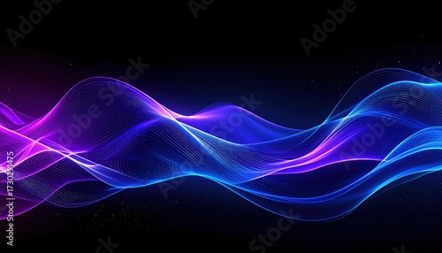 Blue and purple gradient wave lines, futuristic tech background