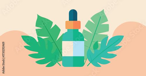 Skincare serum dropper bottle background design