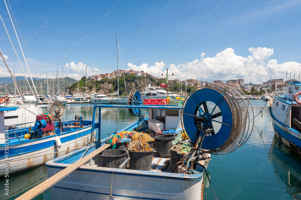 Ταπετσαρία Fishing boats in harbour, Agropoli, Campania, Italy