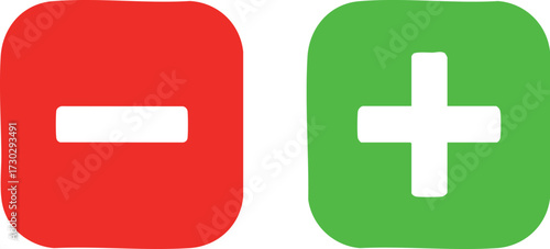 Vector art of red minus and green plus symbols