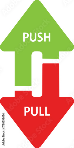 Vector art of green push arrow and red pull arrow