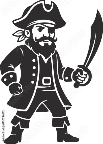 Cartoon pirate character vector illustration, adventure themed clipart