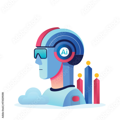 character AI and AI Tools Technology Vector Icons Set Flat Style