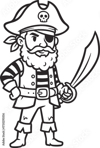 Cartoon pirate character vector illustration, adventure themed clipart