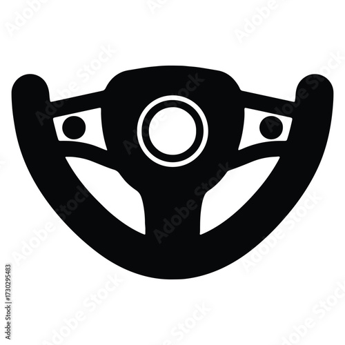 Black and white steering wheel minimalist illustration car interior design
