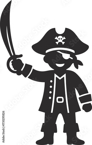 Cartoon pirate character vector illustration, adventure themed clipart
