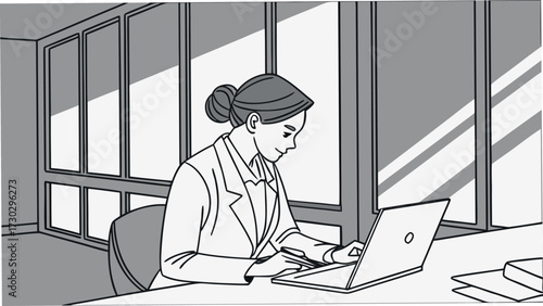 Business Women Working in Modern Office Environment