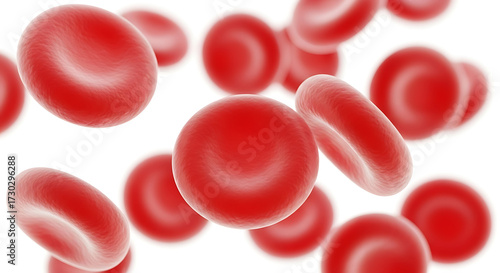 Red Blood Cells Floating on White Background Keywords: red blood cell, erythrocyte, blood