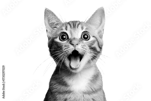 A cute young black British Shorthair kitten portrait with white paws looking at the camera.
